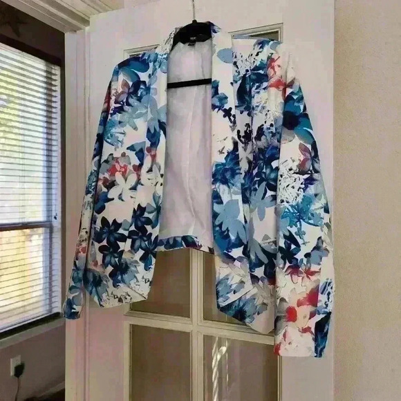 Mossimo Women's Open Front Floral Colorful Business Casual Work Jacket Medium - Picture 2 of 13
